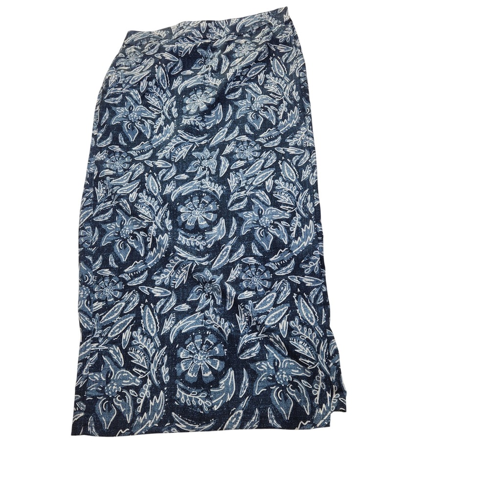 Rip Skirt Hawaii Length 4 Rustica Denim Blue Floral Wrap Skirt Womens Small NWT - Picture 8 of 9